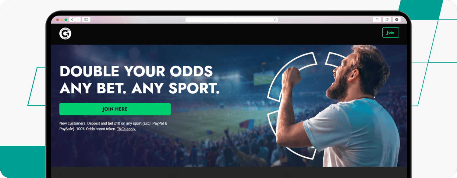 screenshot of grosvenor sports welcome offer