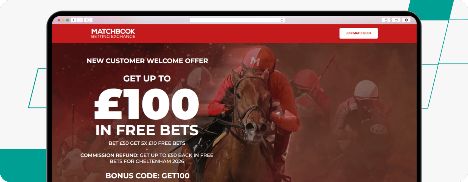screenshot of matchbook horse racing welcome offer