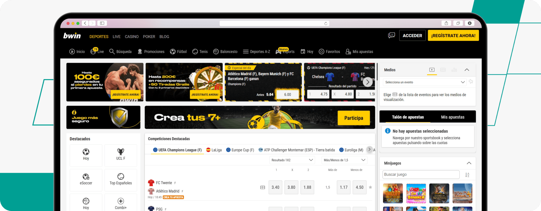 screenshot of bwin spain site