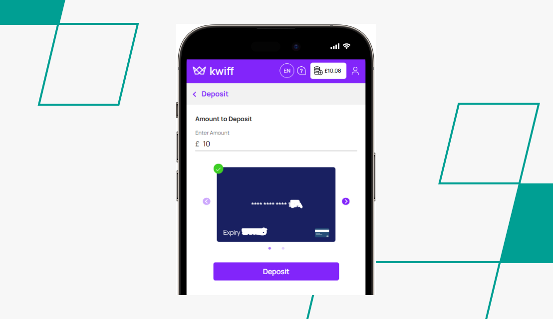 screenshot of kwiff deposit step 2