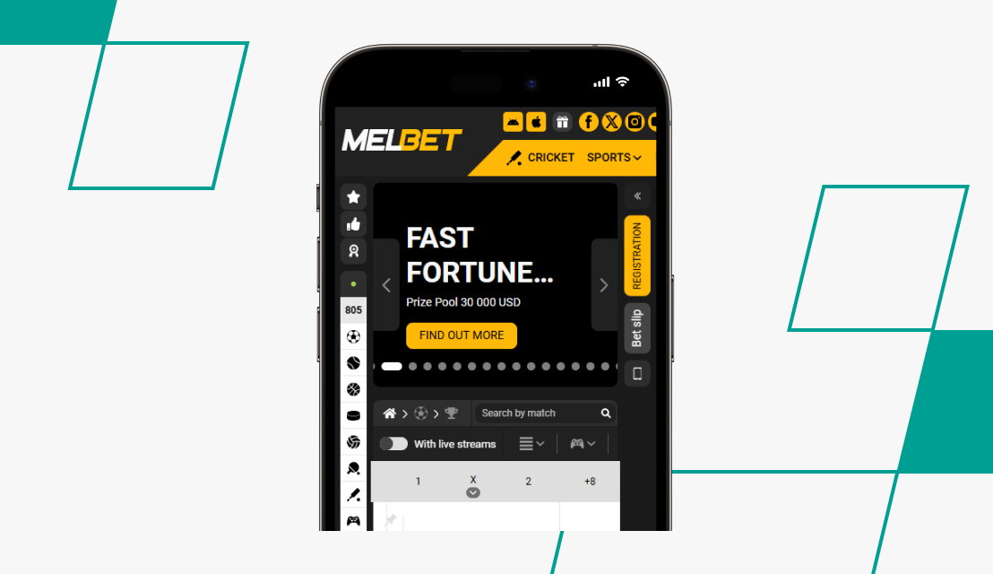 screenshot of melbet pakistan site