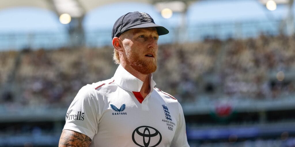 Ben Stokes on the field playing for England.