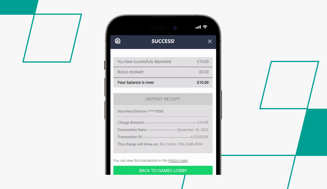 screenshot of alfobet deposit process step 4