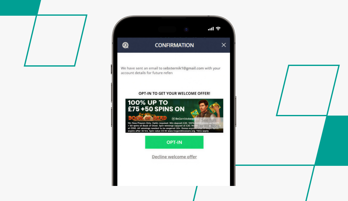 screenshot of alfobet registration step 3