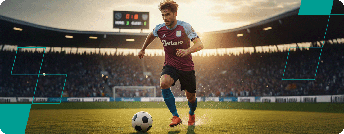 football player wearing aston villa betano jersey
