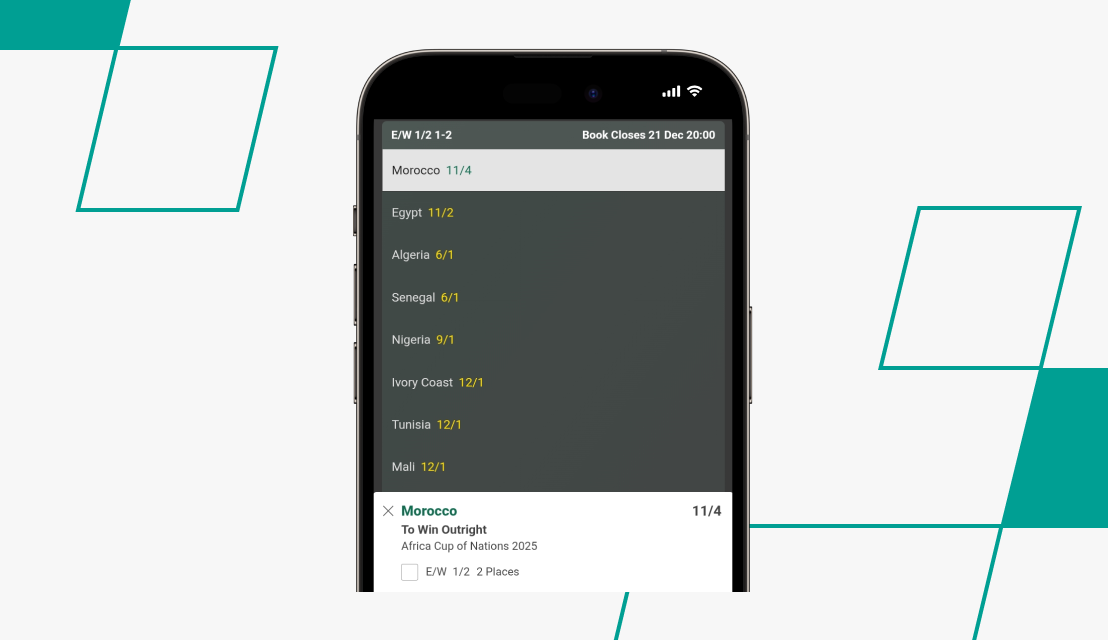 screenshot of bet365 afcon odds
