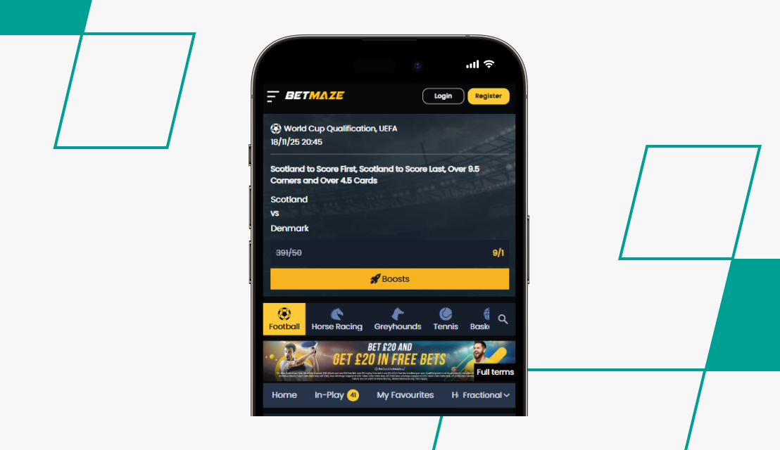 screenshot of betmaze registration step 1