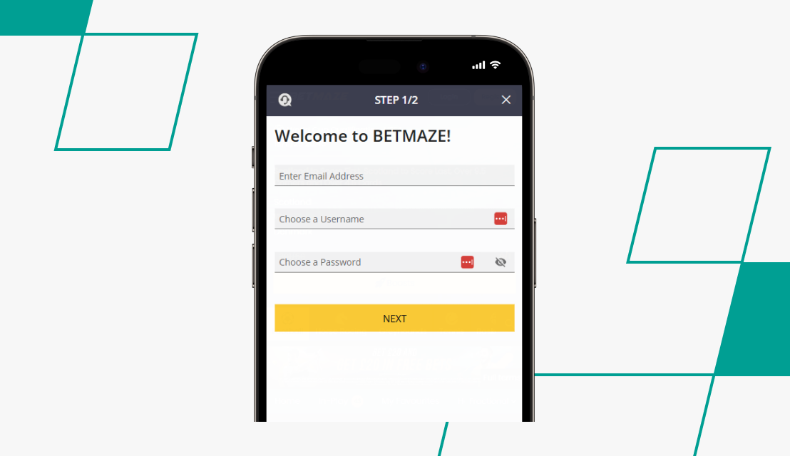 screenshot of betmaze registration step 2