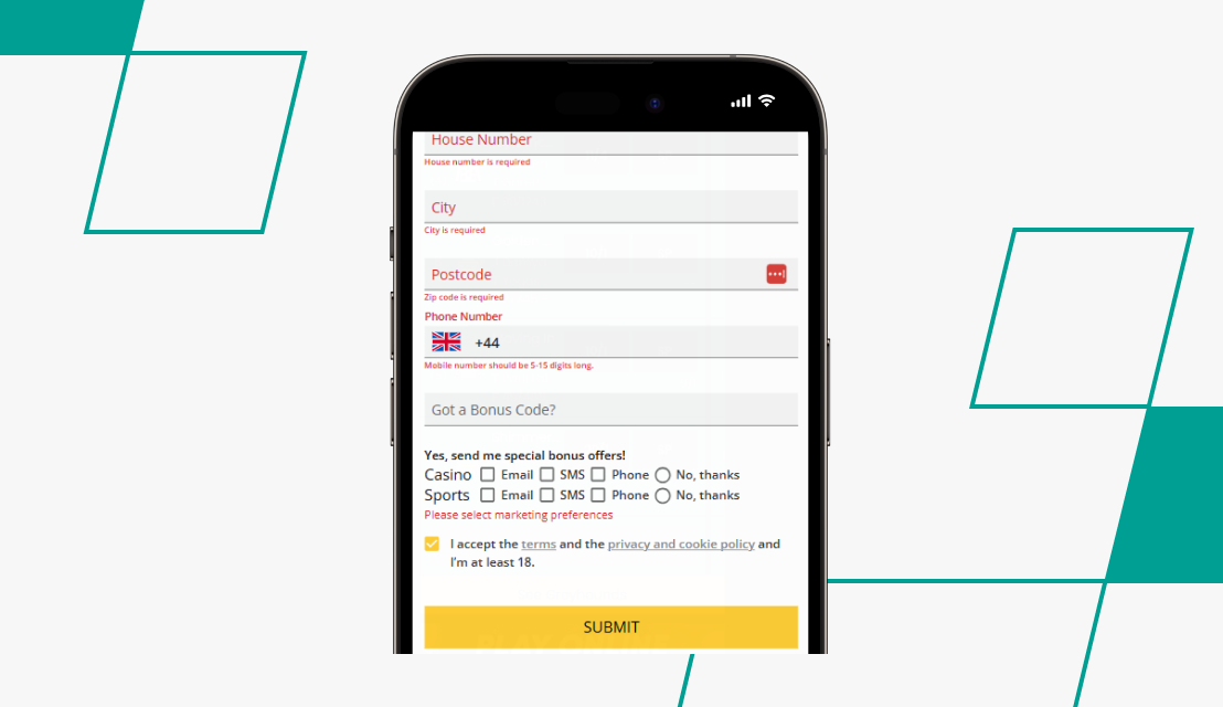 screenshot of betmaze registration step 4