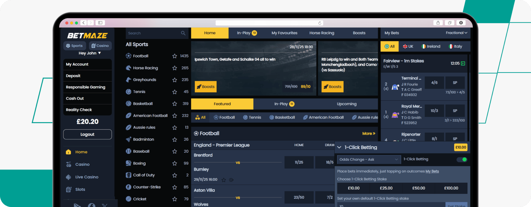 screenshot of betmaze sportsbook homepage