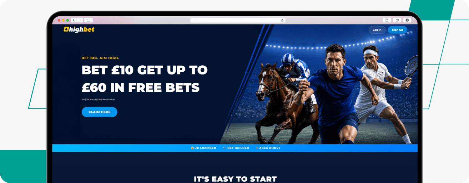 screenshot of highbet sports welcome offer