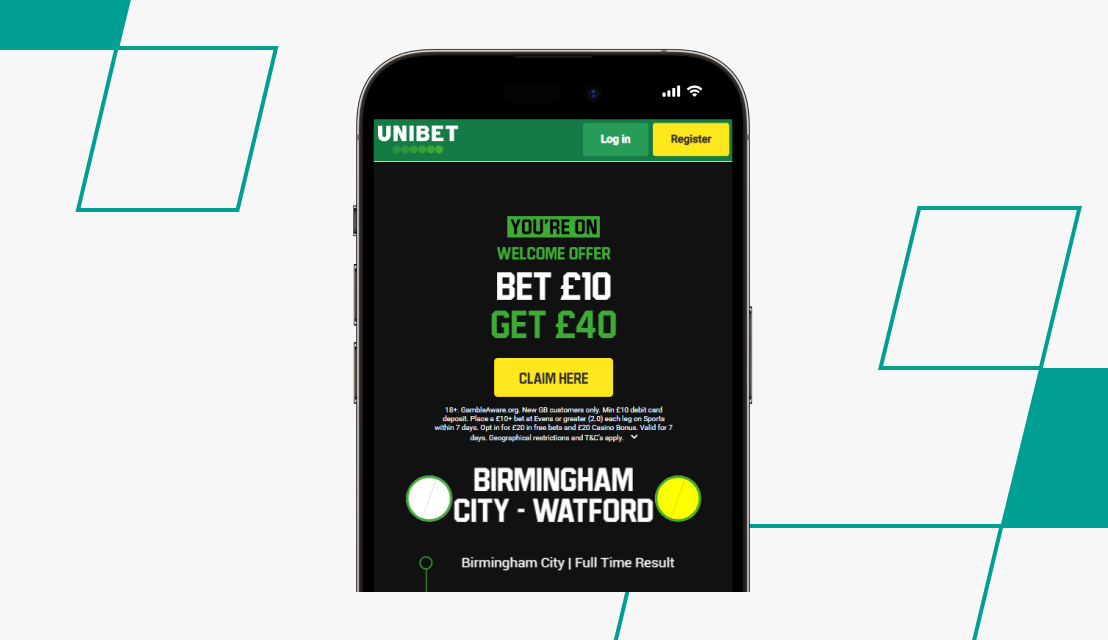 screenshot of unibet sports welcome offer