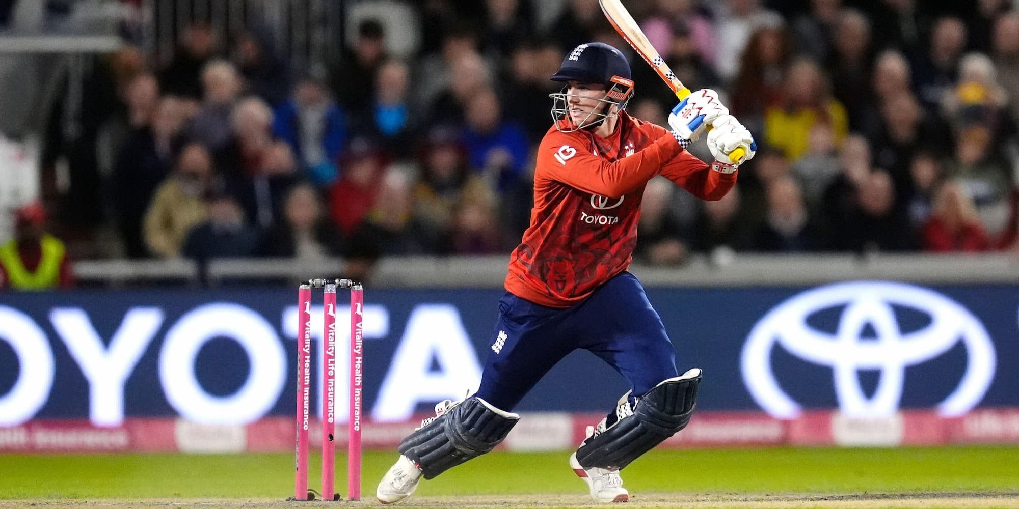 Harry Brook batting for England