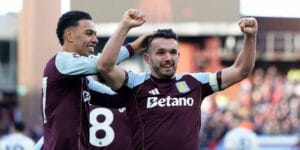 Morgan Rogers and John McGinn of Aston Villa