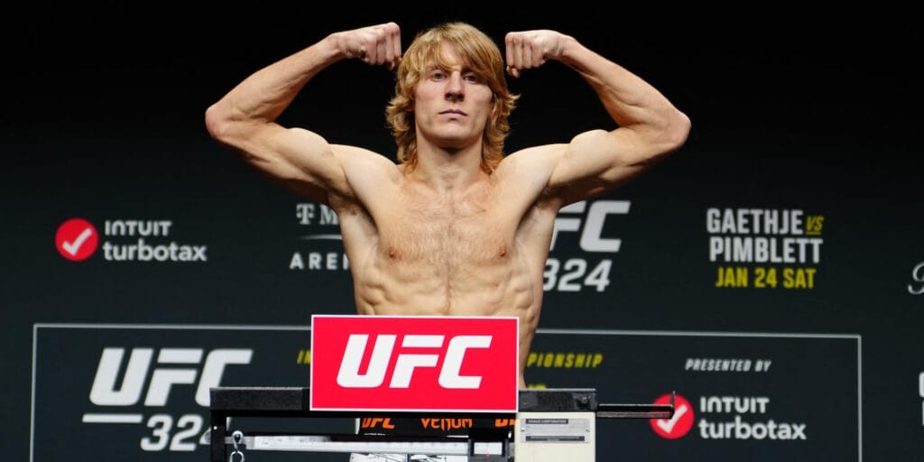 Paddy Pimblett at the weigh in for his fight against Justin Gaethje ahead of UFC 324