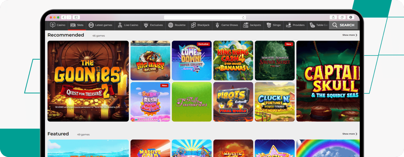 screenshot of 32red slots page