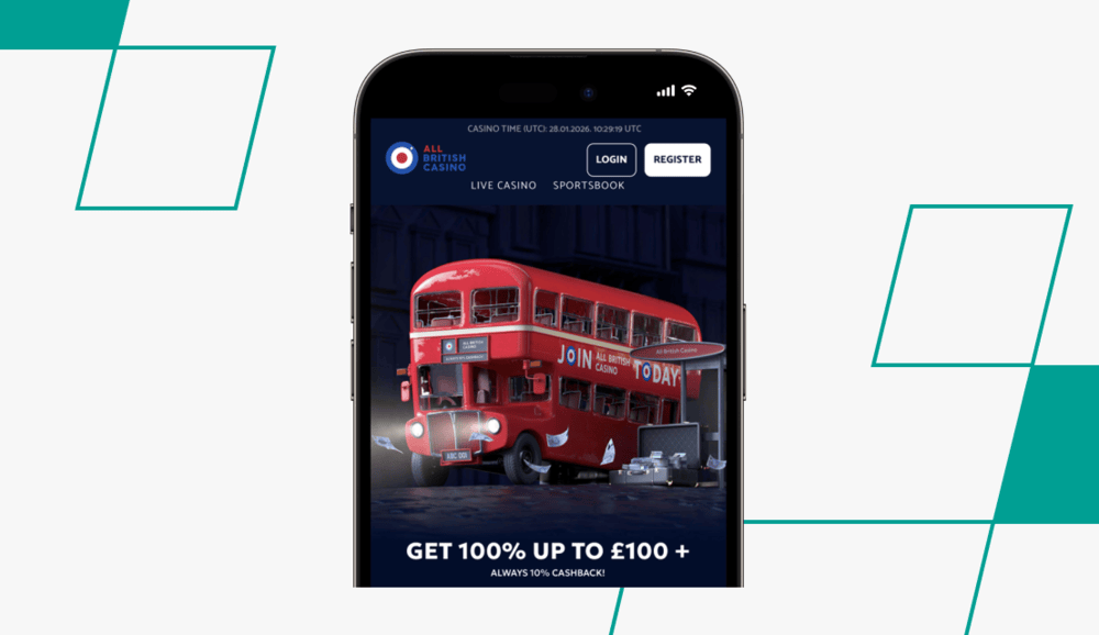 screenshot of all british casino homepage
