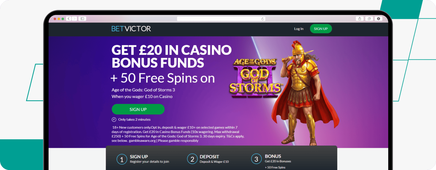 screenshot of betvictor casino welcome offer