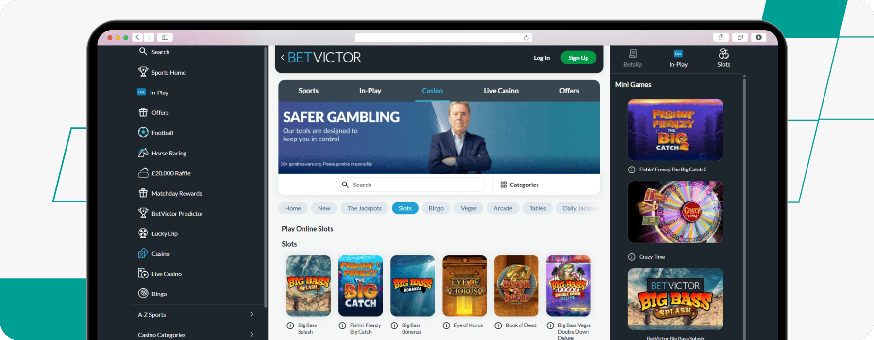 screenshot of betvictor slots page