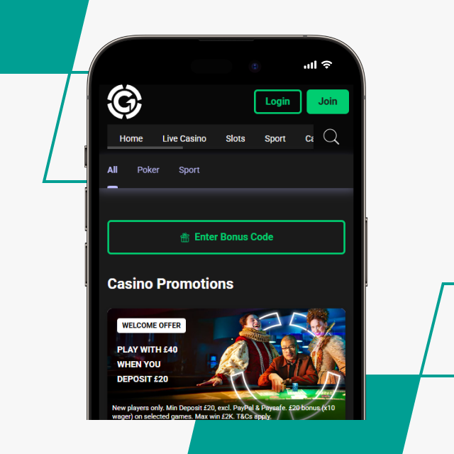 Interface typique de saisie de code promotionnel sur un casino online