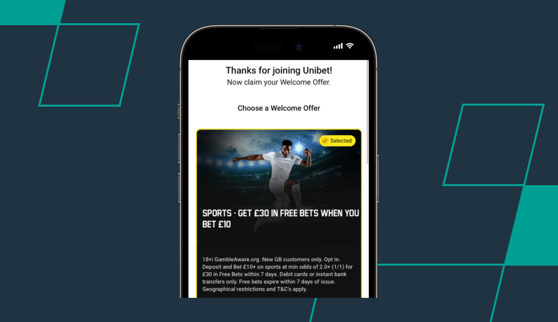 screenshot of unibet offer selection page
