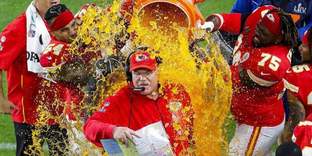 Super Bowl Gatorade Colour Odds: Kansas City Chiefs Head Coach Andy Reid Pictured