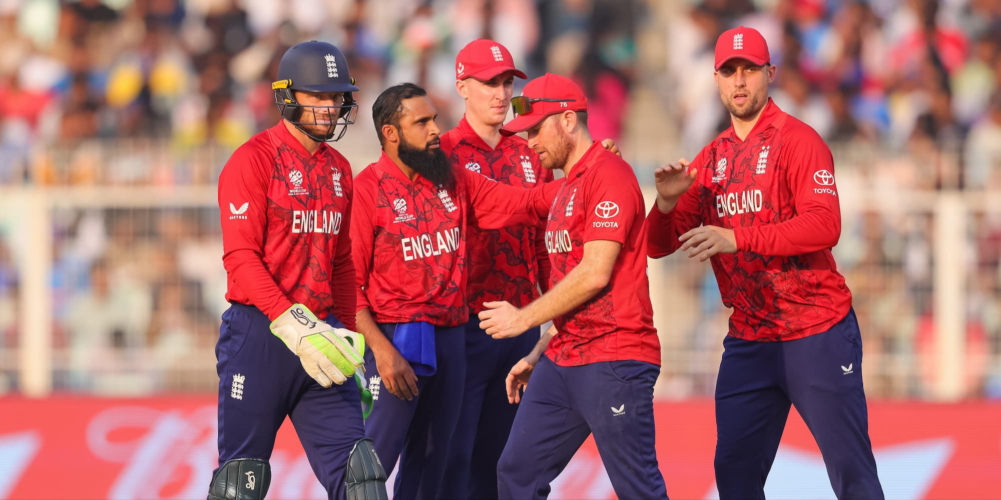 England cricket team including Harry Brook, Adil Rashid, Jos Butler, Liam Dawson and Tom Banton