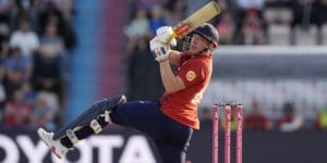 Harry Brook playing for England in a T20 international