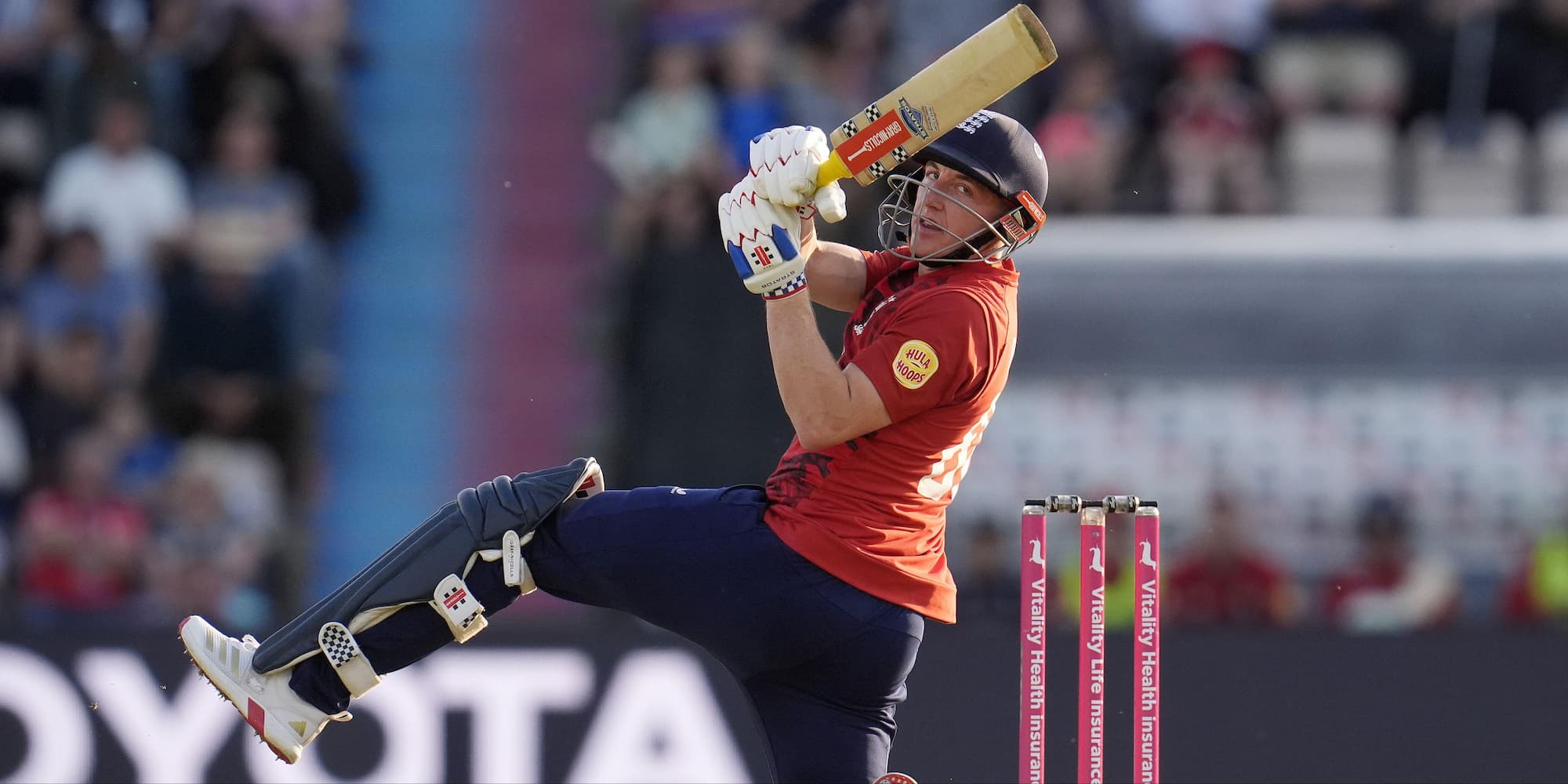 Harry Brook playing for England in a T20 international