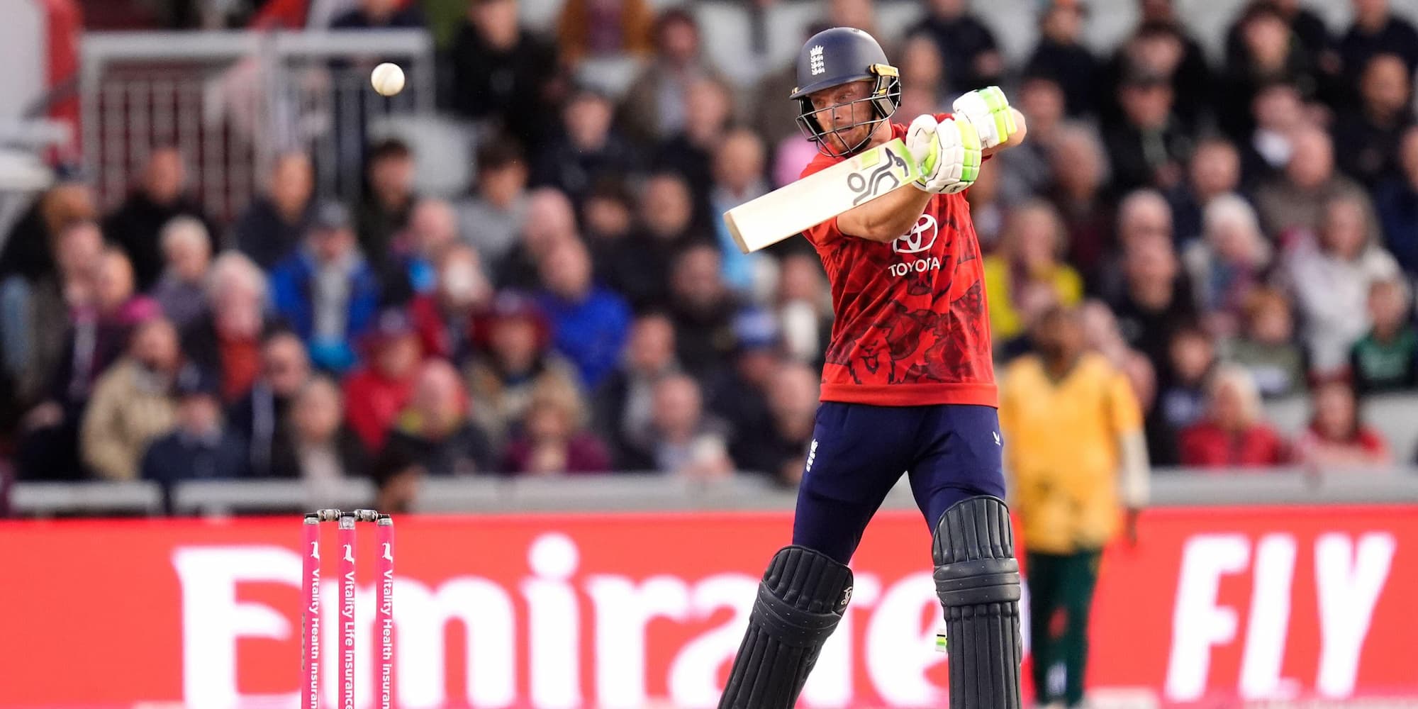 Jos Buttler batting for England at Old Trafford