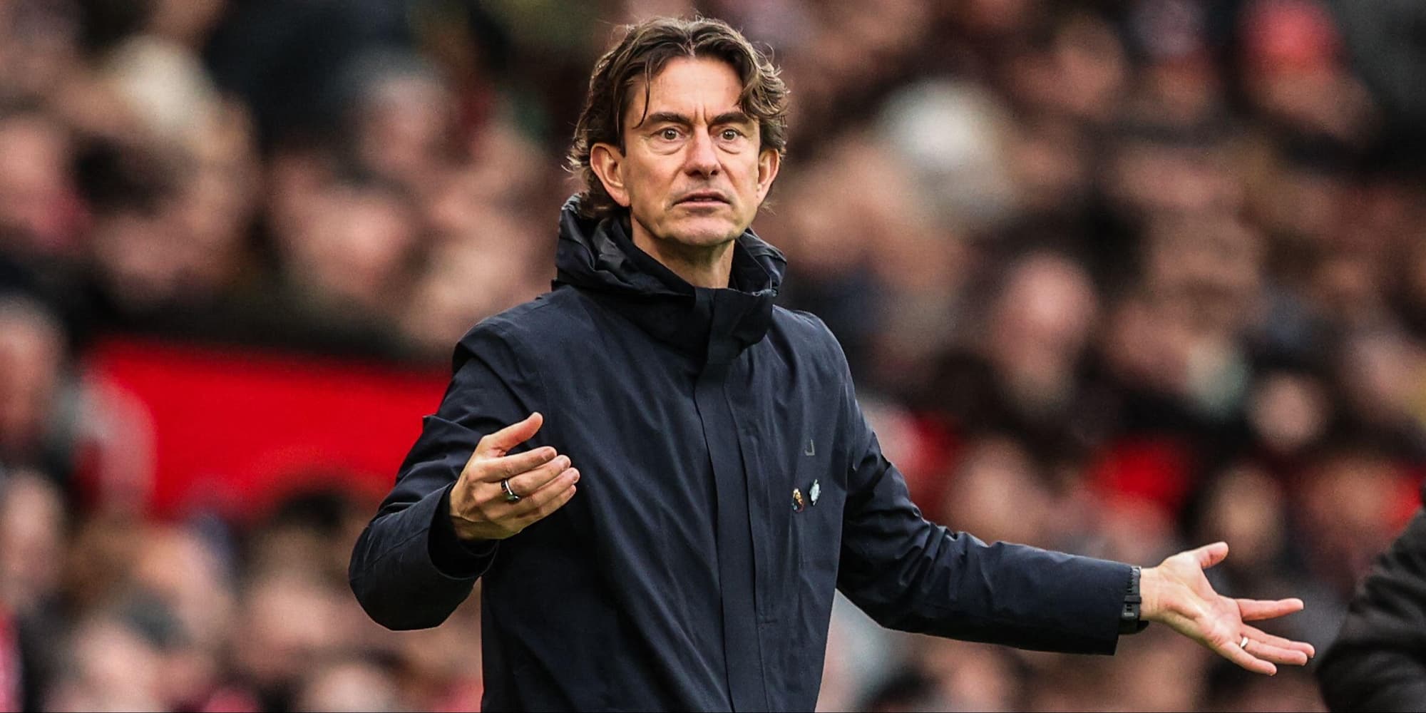 Thomas Frank on the sideline as Tottenham manager