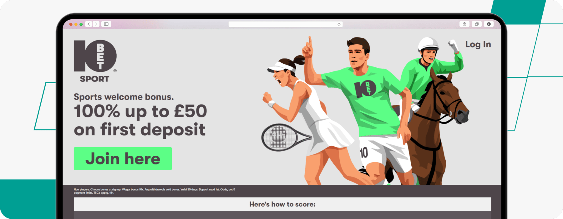 screenshot of 10bet first deposit bonus