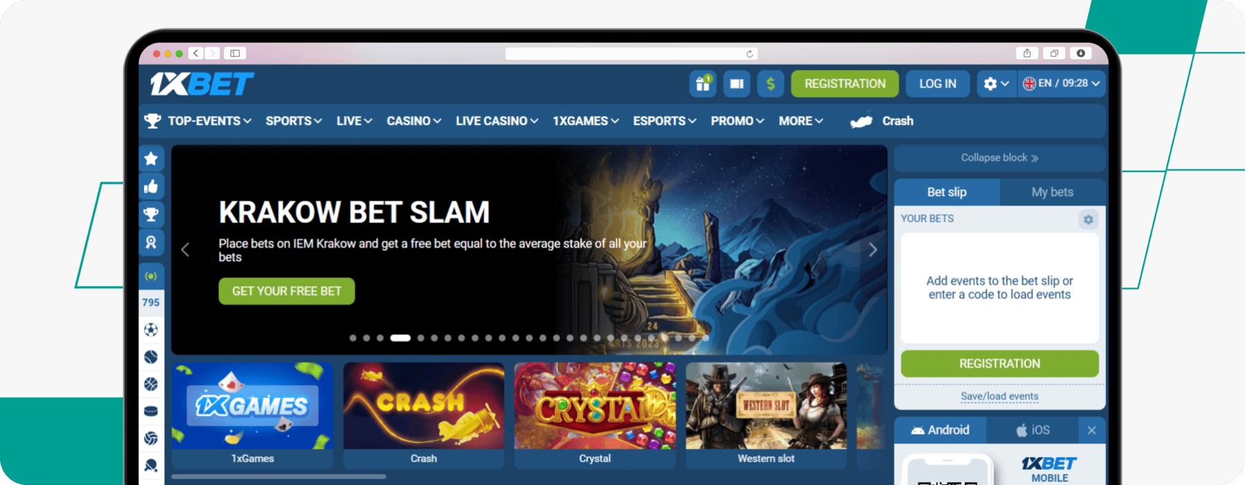 screenshot of 1xbet ghana site homepage