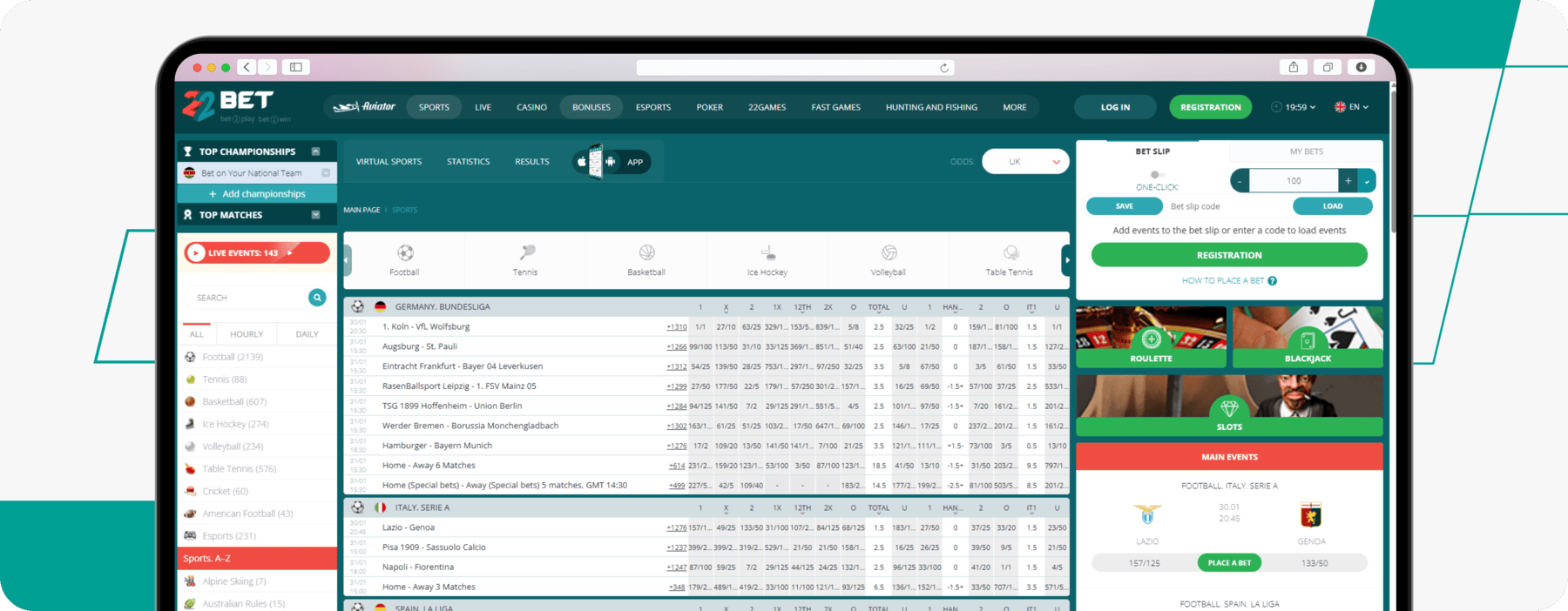 screenshot of 22bet kenya site