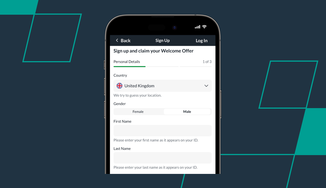 screenshot of betvictor registration form