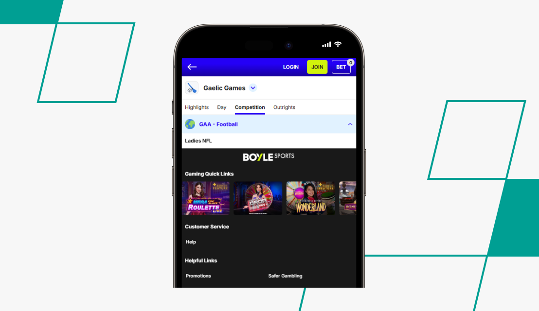 screenshot of boylesports gaa football competitions