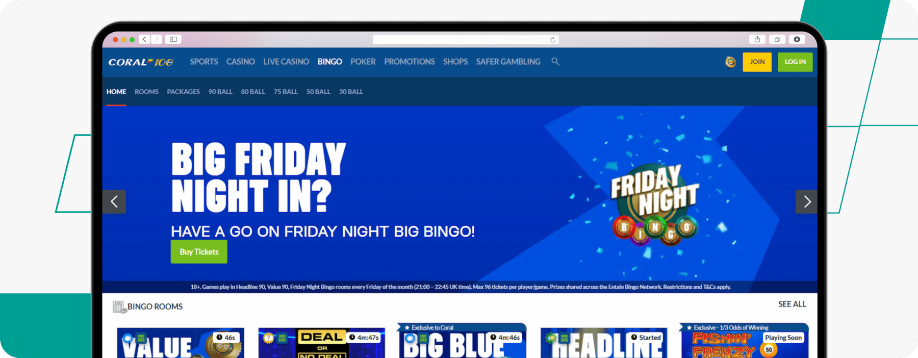 screenshot of coral bingo page