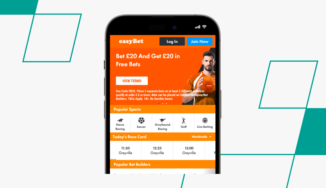 screenshot of easybet homepage