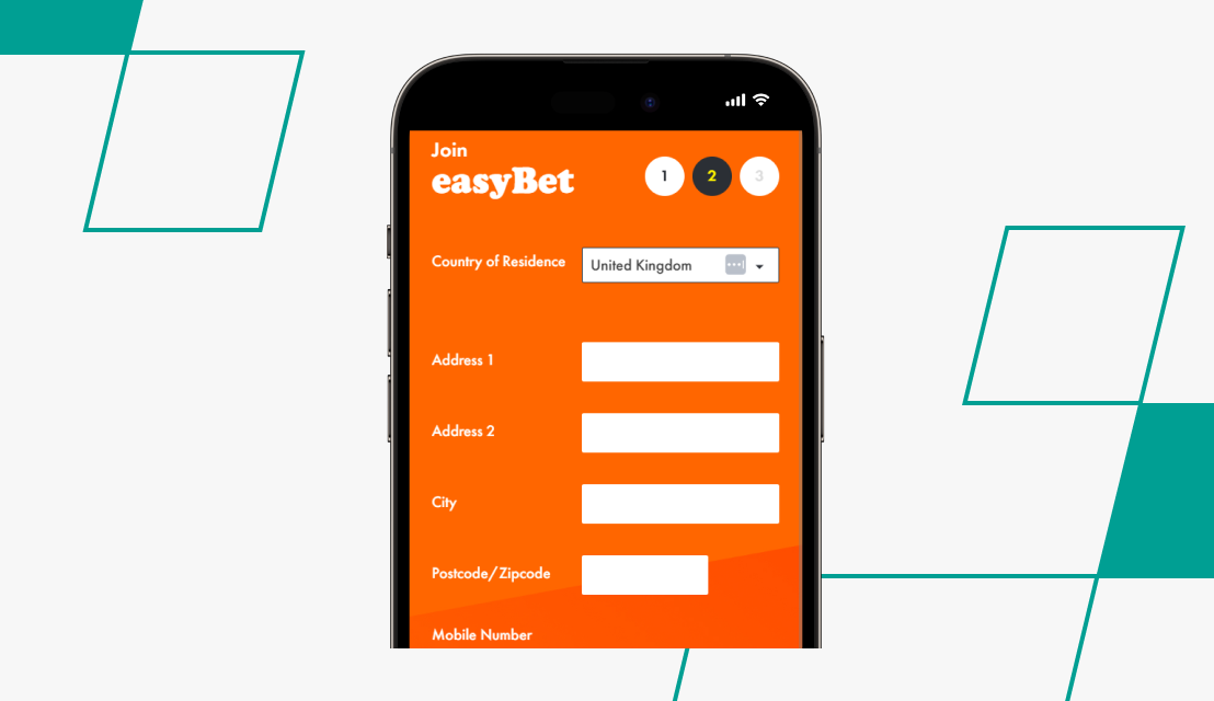 screenshot of easybet registration form page 2