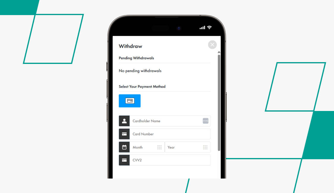 screenshot of easybet withdrawal page