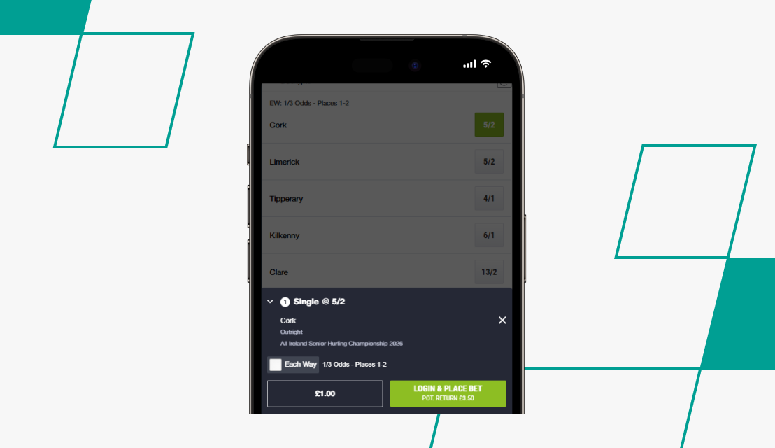 screenshot of ladbrokes gaa hurling betslip