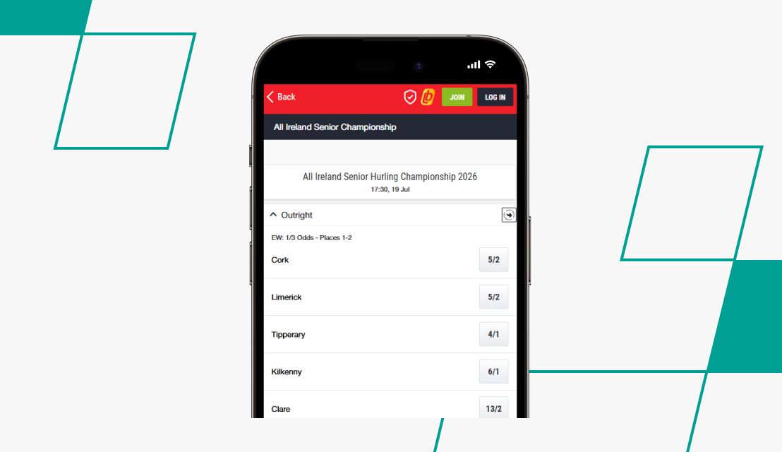 screenshot of ladbrokes gaa hurling odds