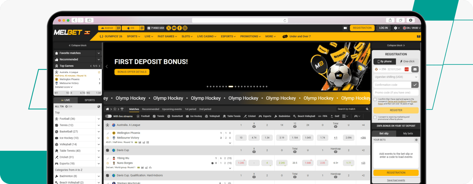 screenshot of melbet uganda homepage