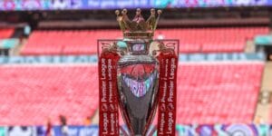 Premier League trophy pictured