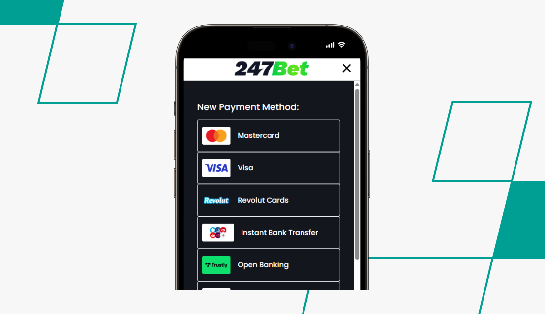 screenshot of 247bet deposit process step 1
