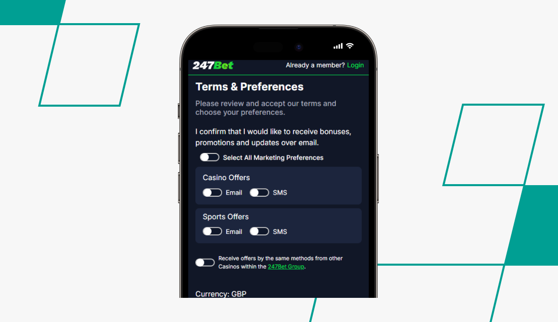 screenshot of 247bet registration process step 4