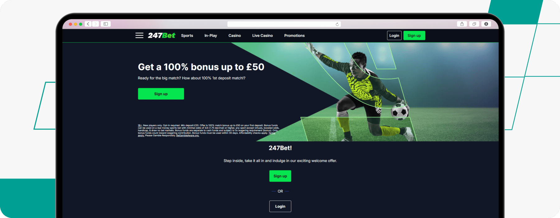 screenshot of 247bet sports welcome offer