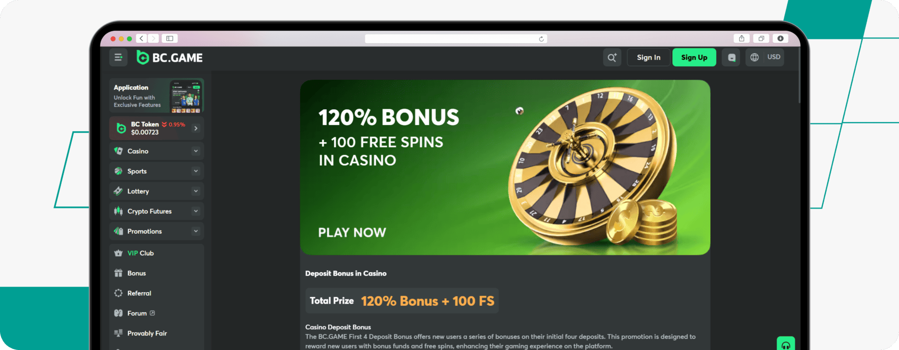 screenshot of bc.game welcome offer