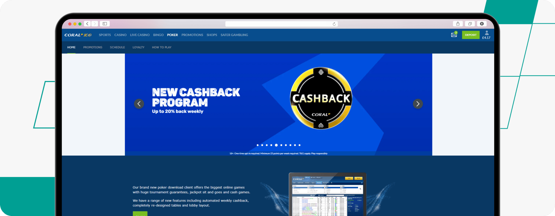 screenshot of coral poker page