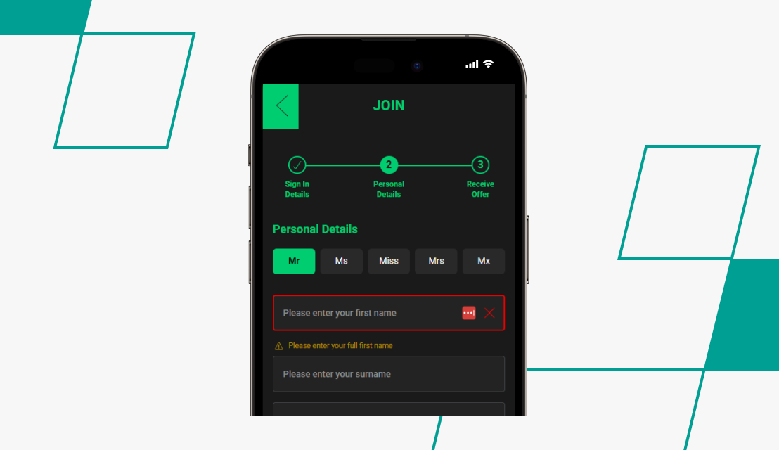 screenshot of grosvenor registration process step 2
